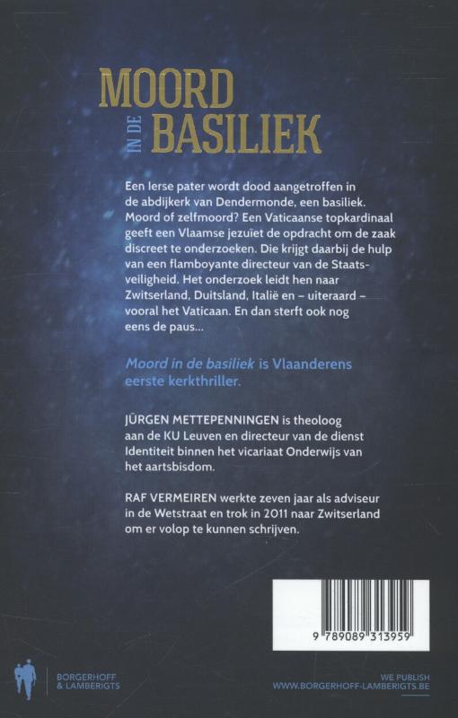 Achterkant van Moord in de basiliek