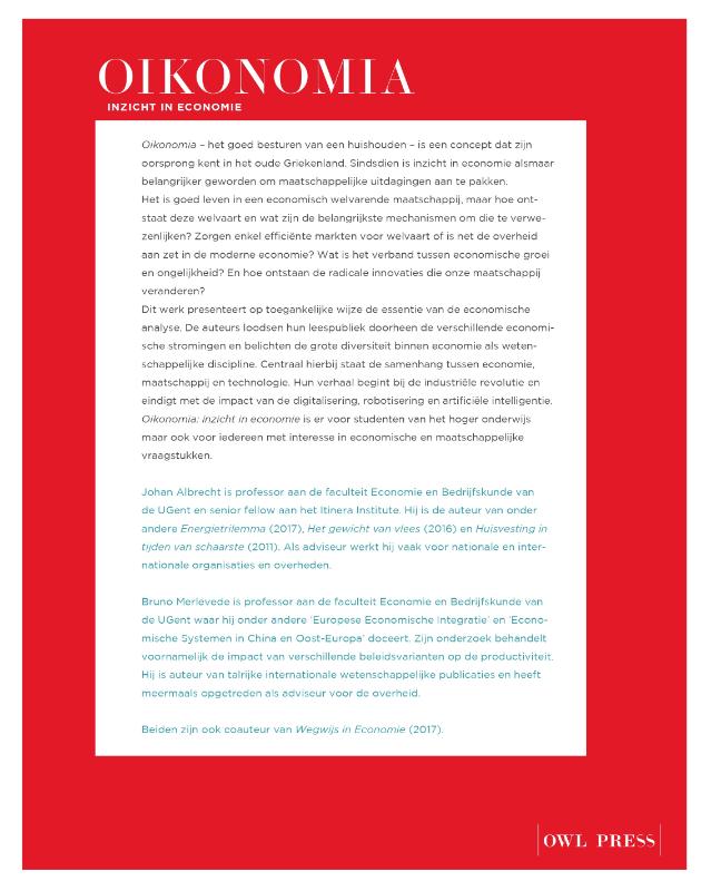 Achterkant van Oikonomia - Inzicht in economie
