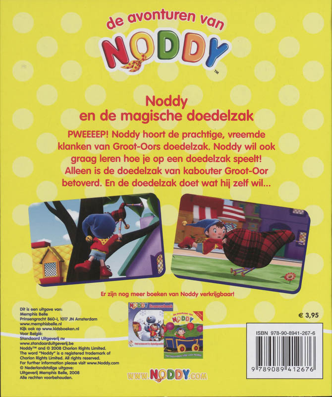 Achterkant van Noddy en de magische doedelzak