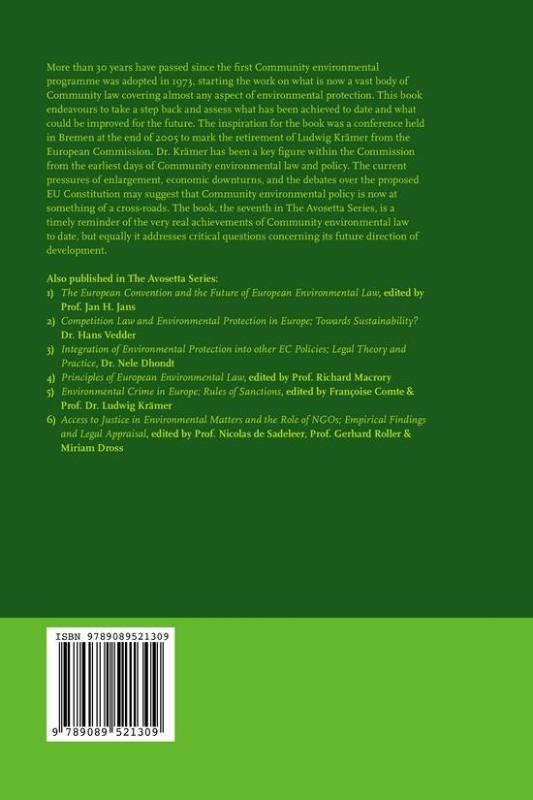 Achterkant van Reflections on 30 Years of EU Environmental Law