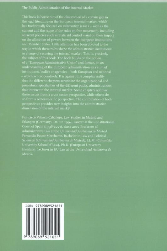Achterkant van The public administration of the internal market