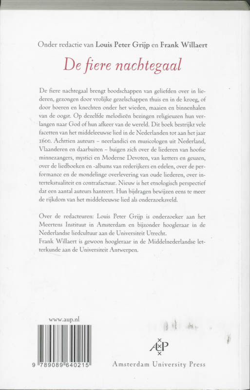 Achterkant van De fiere nachtegaal