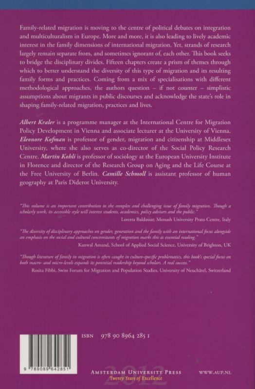 Achterkant van Gender, generations and the family in international migration