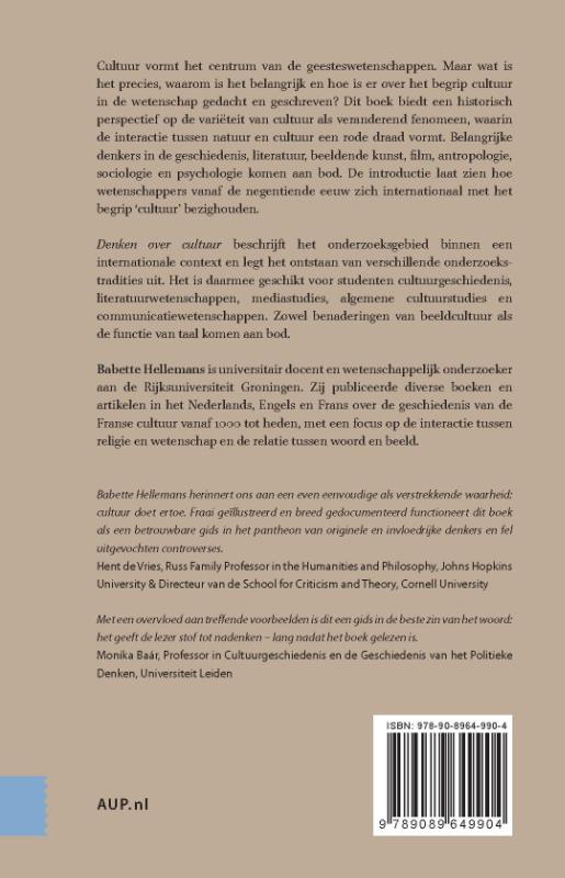 Achterkant van Denken over cultuur