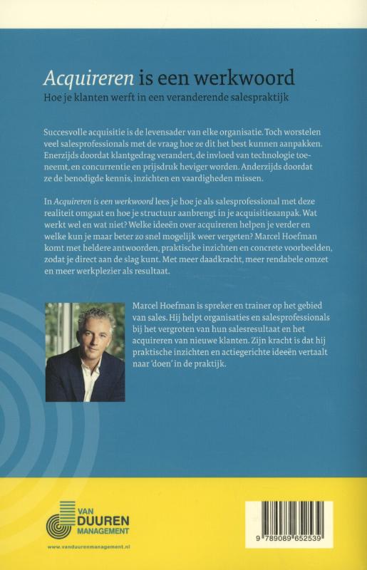 Achterkant van Acquireren is een werkwoord