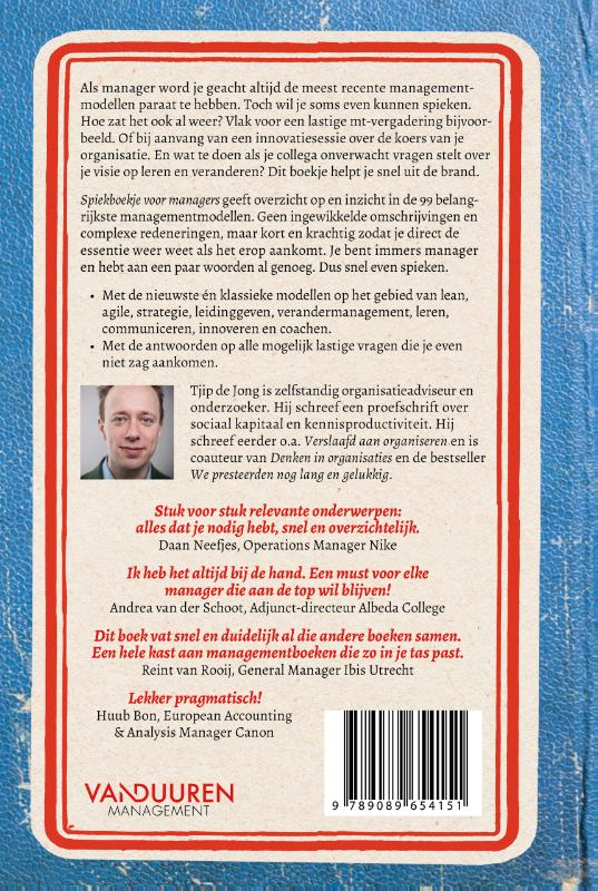 Achterkant van Spiekboekje voor managers