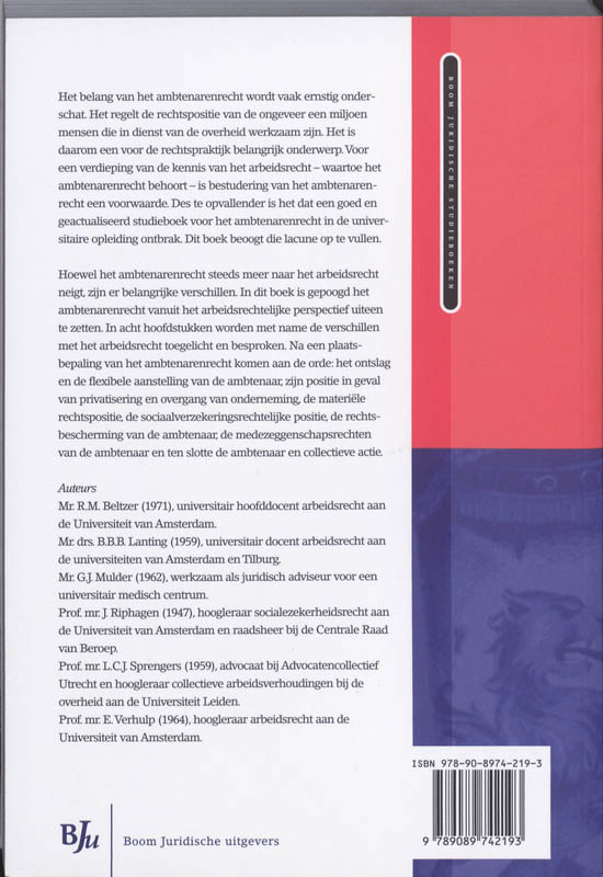 Achterkant van Inleiding Nederlands Ambtenarenrecht