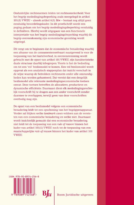 Achterkant van Het begrip mededingingsbeperking zoals neergelegd in artikel 101(1) VWEU: een beslismodel