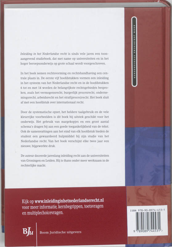 Achterkant van Inleiding in het Nederlandse recht