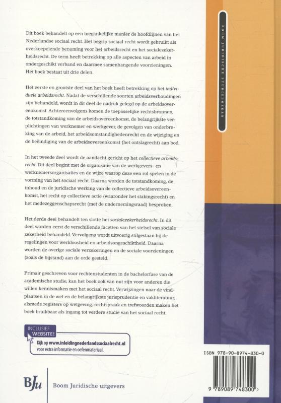 Achterkant van Inleiding Nederlands sociaal recht