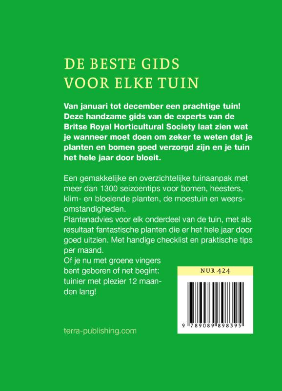 Achterkant van 12 maanden in de tuin