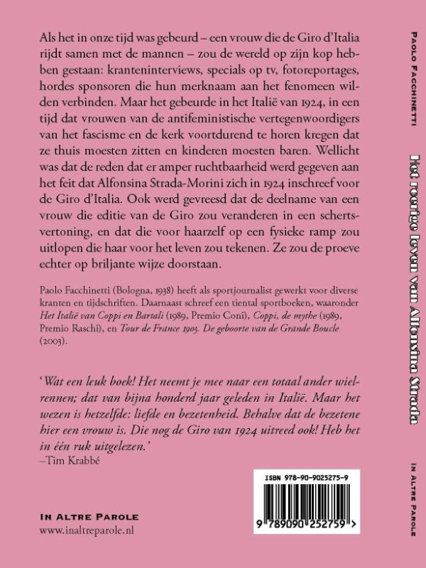 Achterkant van Het roerige leven van Alfonsina Strada