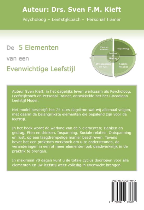 Achterkant van De 5 elementen van een evenwichtige leefstijl