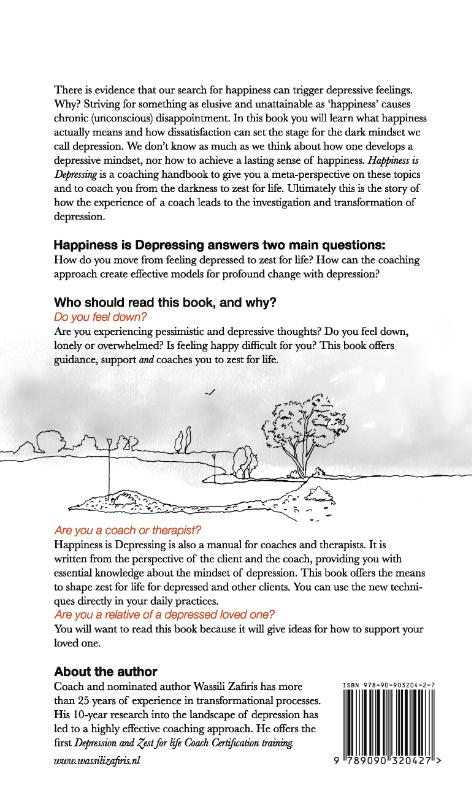 Achterkant van Happiness is Depressing