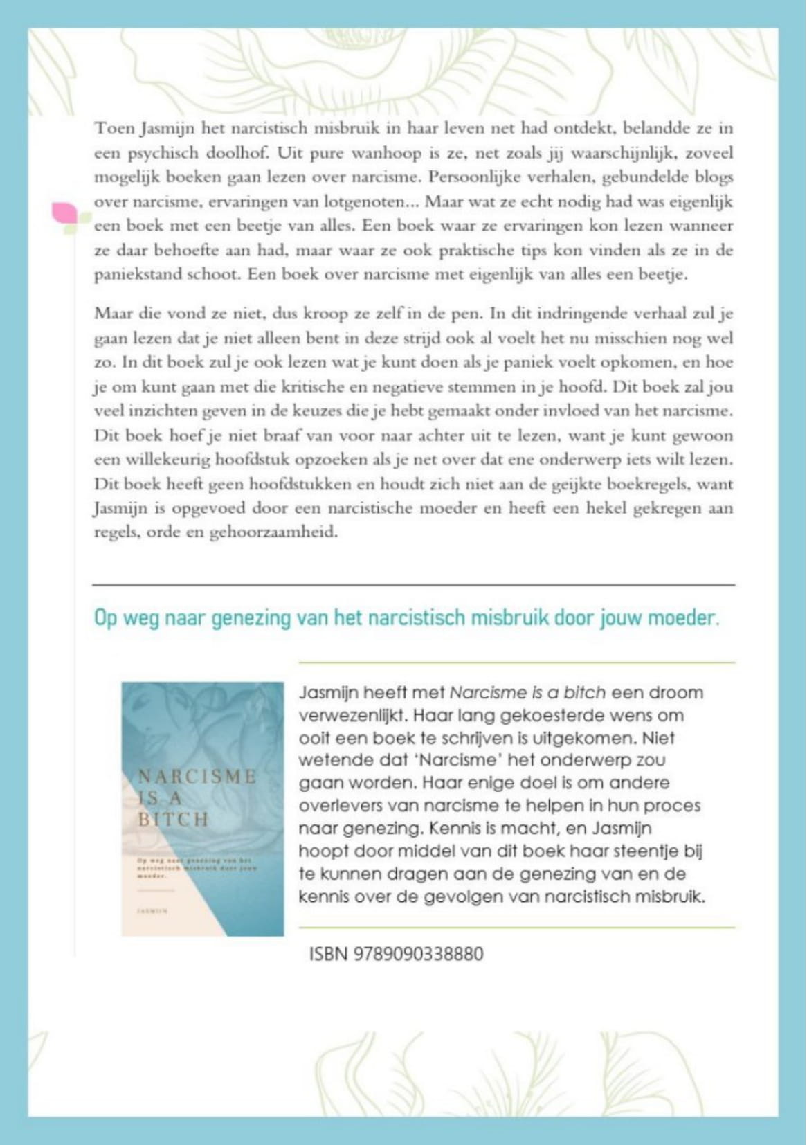 Achterkant van Narcisme is a bitch