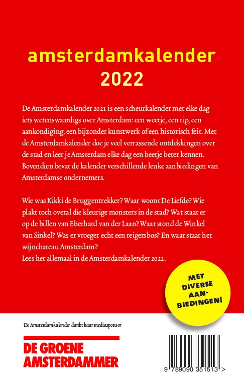 Achterkant van Amsterdamkalender 2022