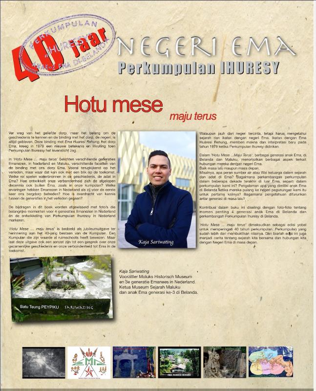 Achterkant van Hotu Mese - maju terus