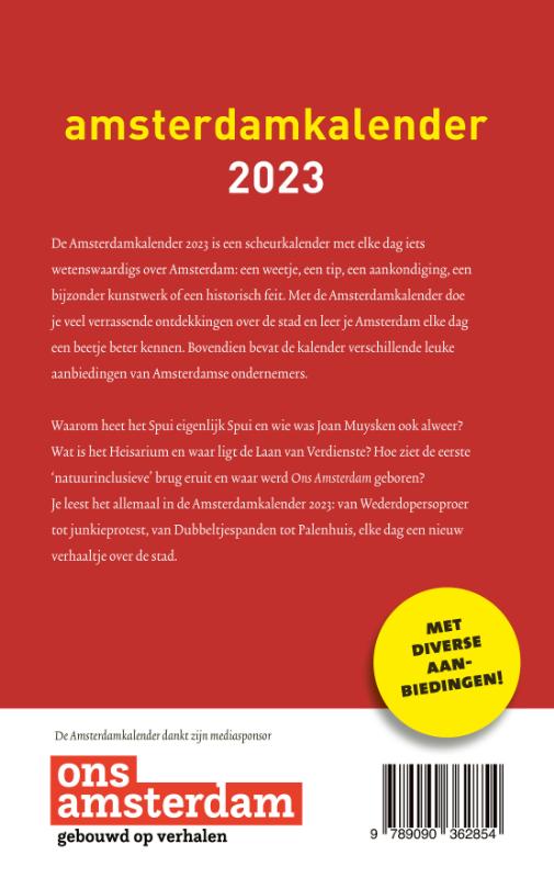 Achterkant van Amsterdamkalender 2023