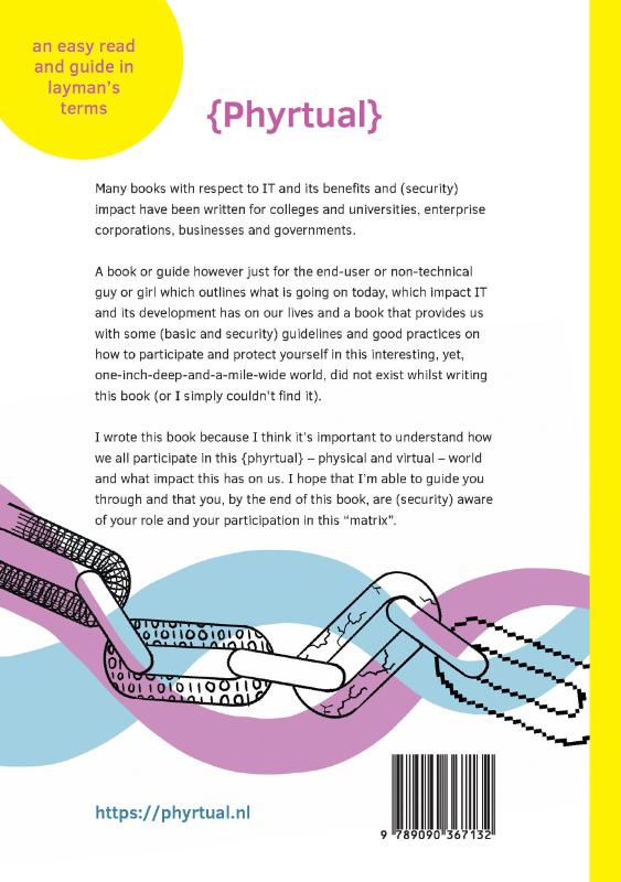 Achterkant van {Phyrtual} - The impact of security and technology on our day-to-day life