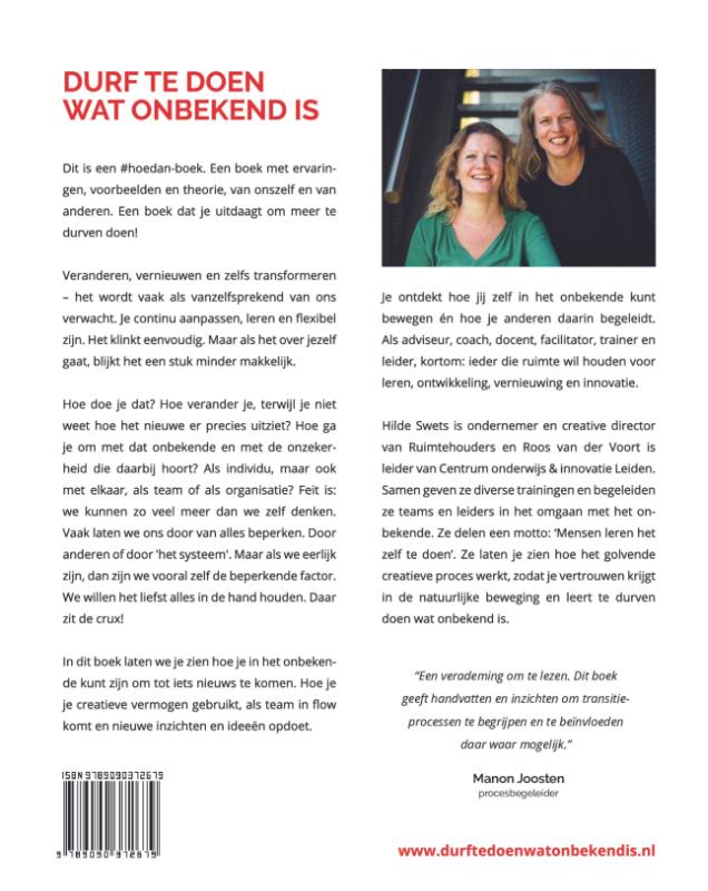 Achterkant van Durf te doen wat onbekend is