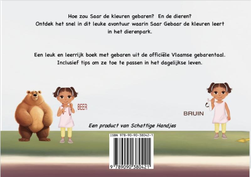Achterkant van Saar gebaar leert de kleuren in het dierenpark.