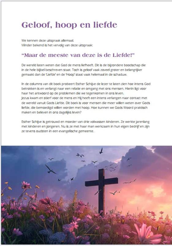 Achterkant van Liefde geeft een hoop geloof