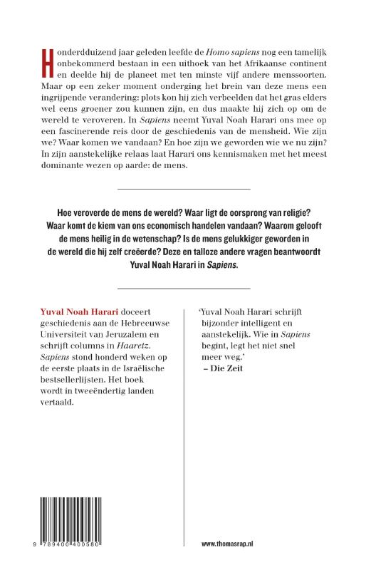 Achterkant van Sapiens