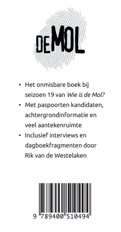 Achterkant van Wie is de Mol? - Molboekje 2019