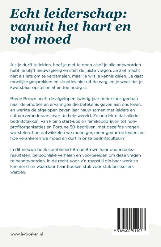 Achterkant van Durf te leiden