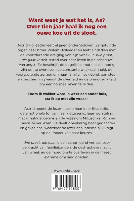 Achterkant van Wie praat, die gaat