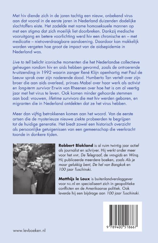Achterkant van Live to tell