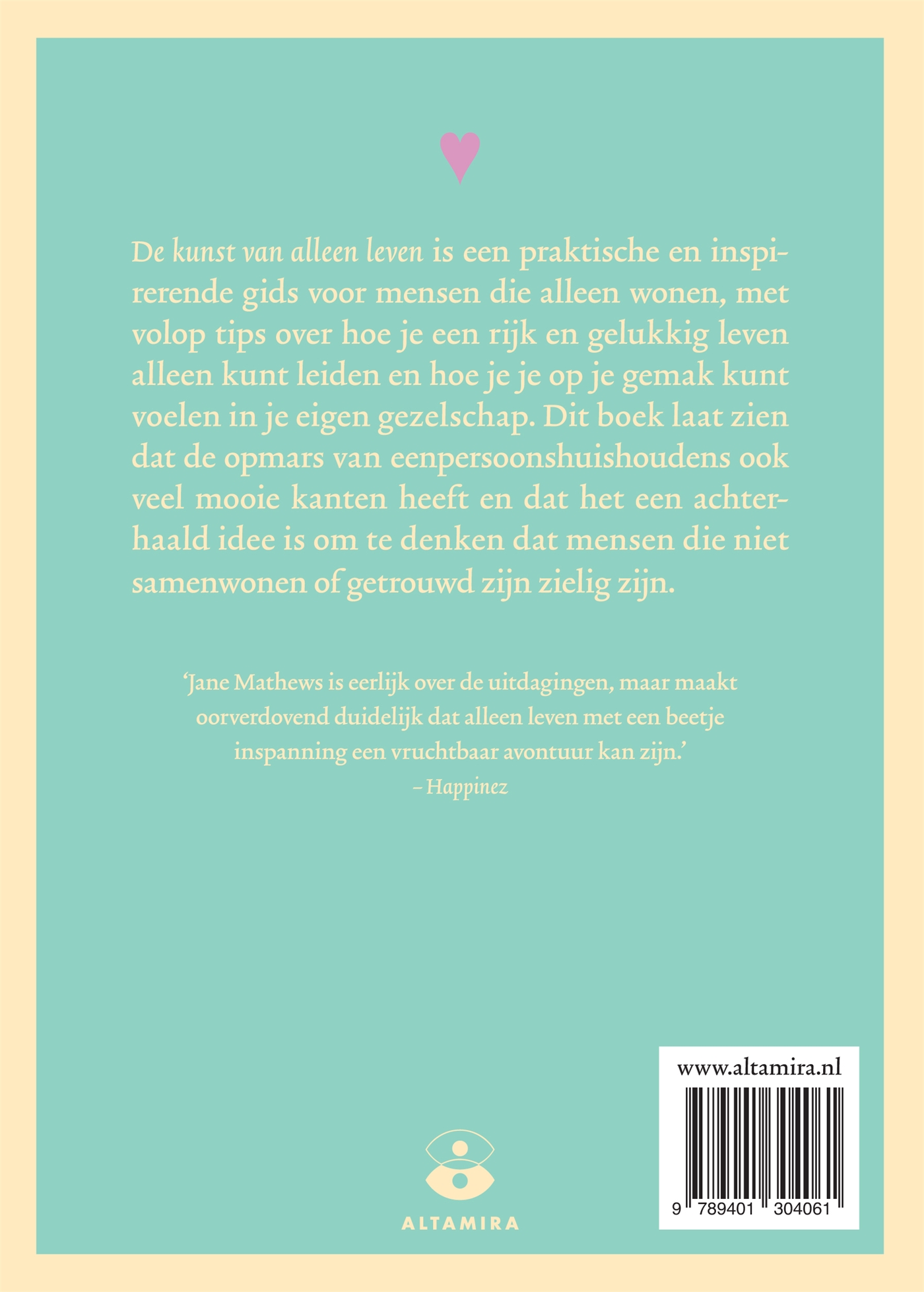 Achterkant van De kunst van het alleen leven
