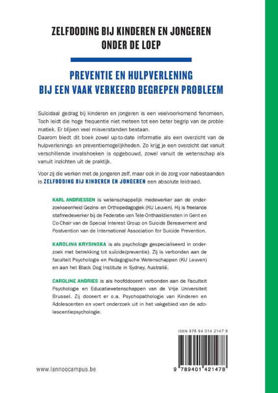 Achterkant van Zelfdoding bij kinderen en jongeren