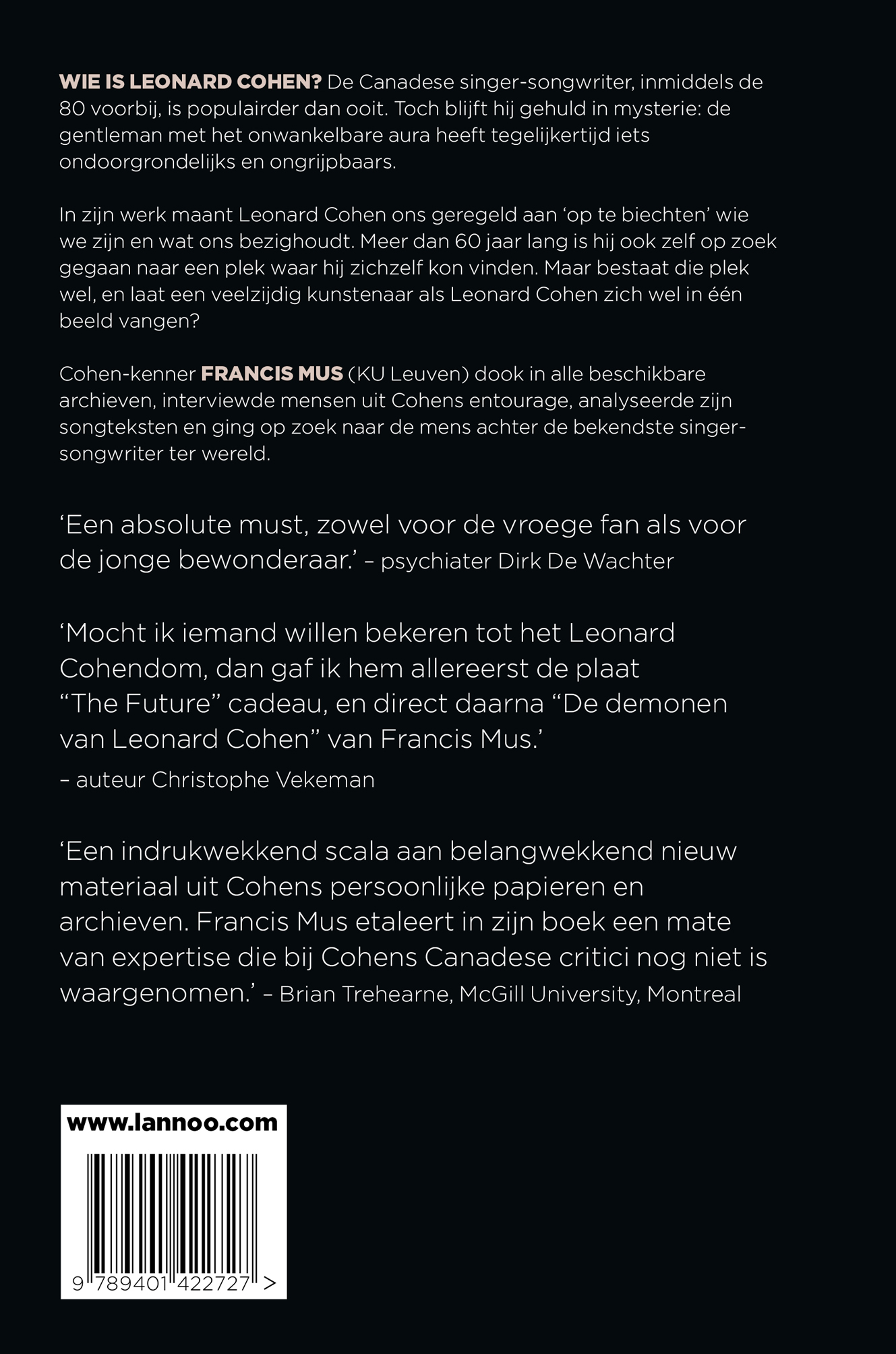 Achterkant van De demonen van Leonard Cohen