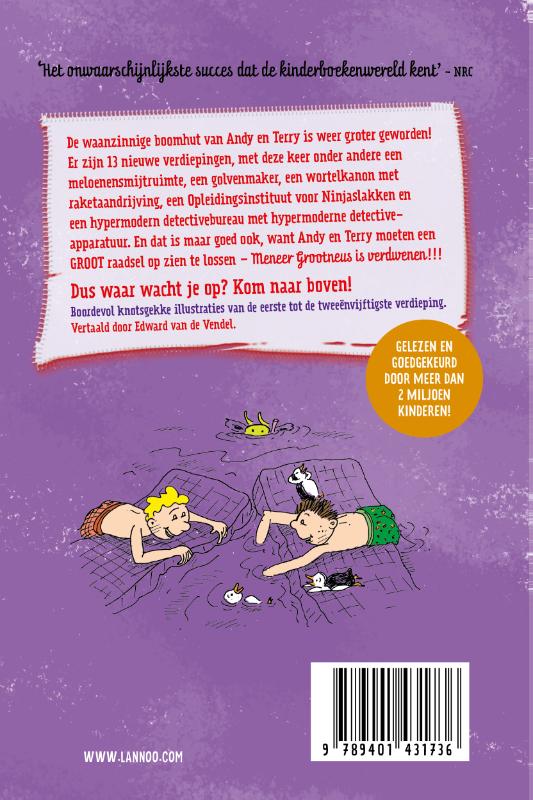 Achterkant van De waanzinnige boomhut van 52 verdiepingen