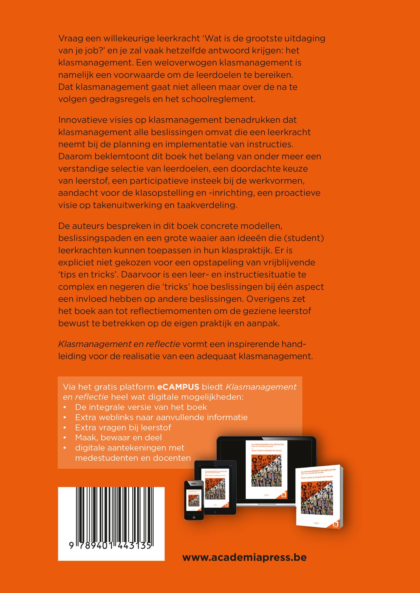 Achterkant van Klasmanagement en reflectie