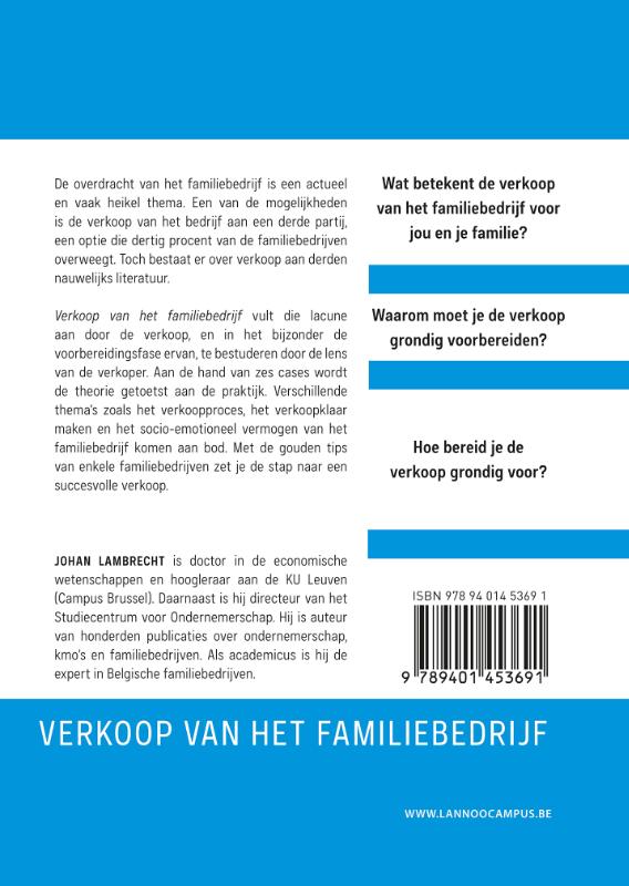 Achterkant van Verkoop van het familiebedrijf