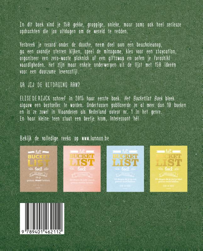 Achterkant van Het Bucketlist boek voor een groene wereld