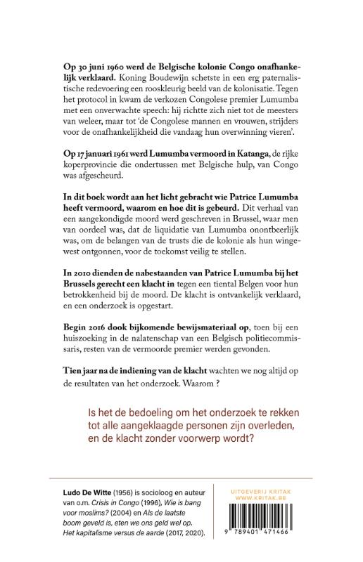 Achterkant van De moord op Lumumba