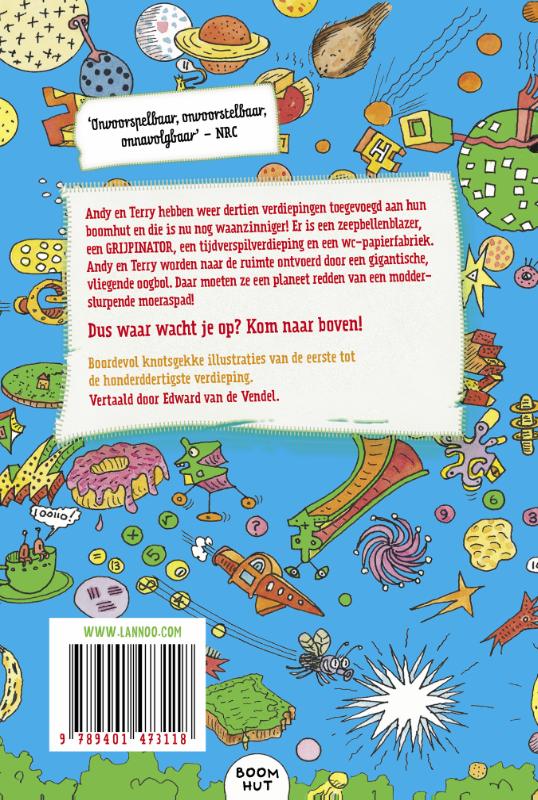 Achterkant van De waanzinnige boomhut van 130 verdiepingen