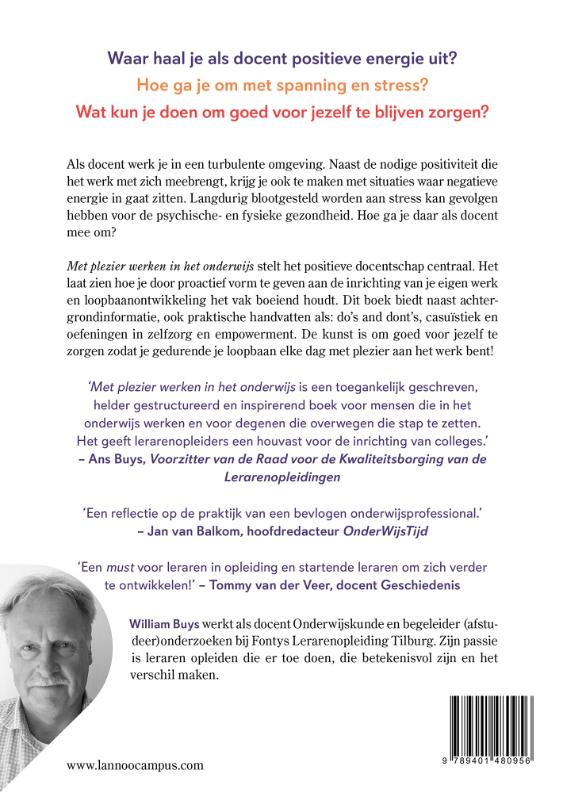 Achterkant van Met plezier werken in het onderwijs