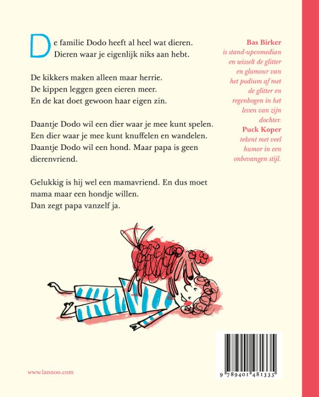 Achterkant van Daantje Dodo wil een hond
