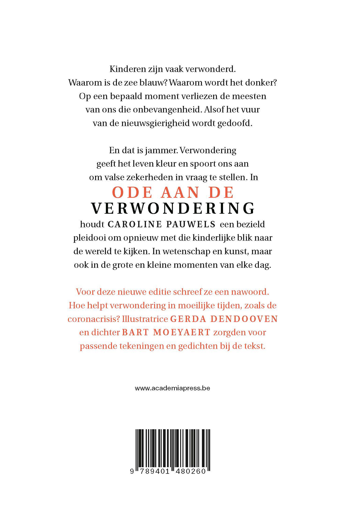 Achterkant van Ode aan de verwondering