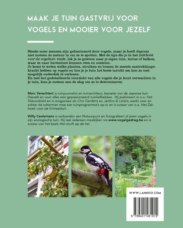 Achterkant van Zakboek voor de vogeltuin