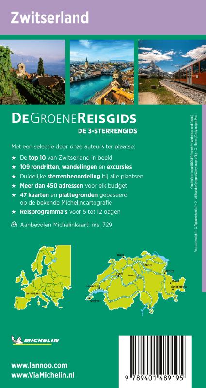Achterkant van De Groene Reisgids - Zwitserland