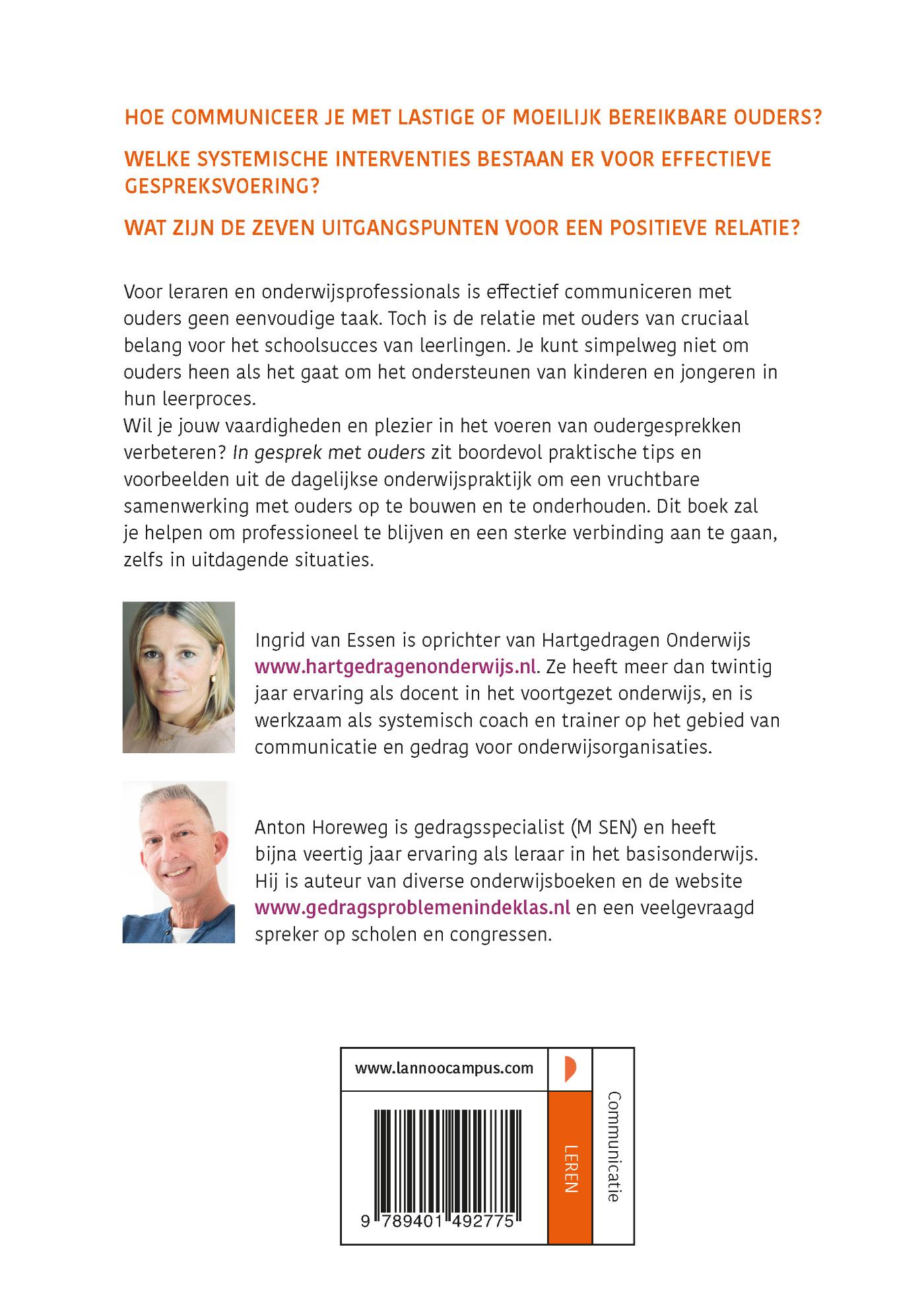 Achterkant van In gesprek met ouders