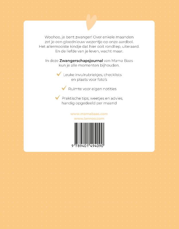 Achterkant van Zwangerschapsjournal