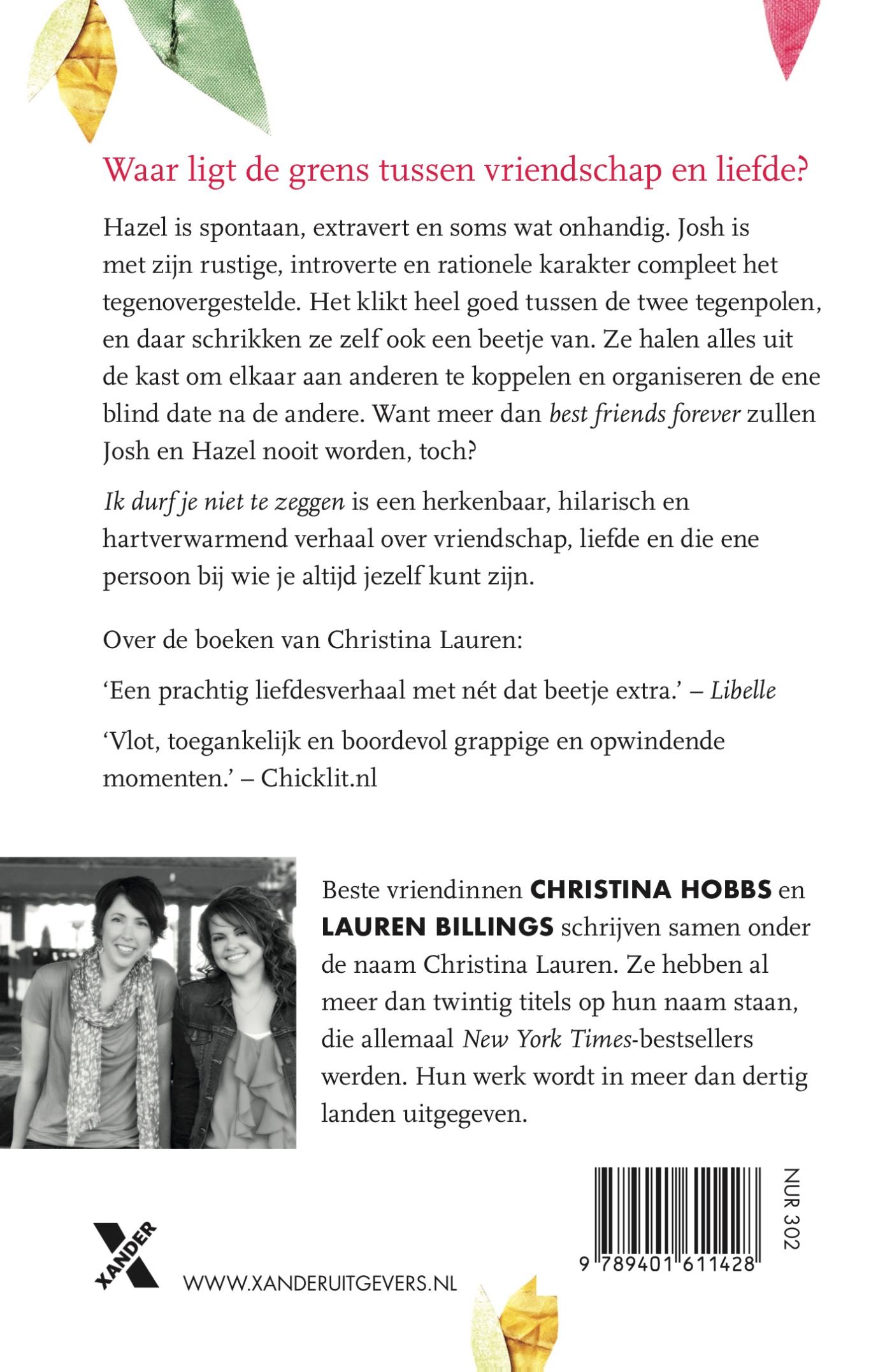 Achterkant van Ik durf je niet te zeggen