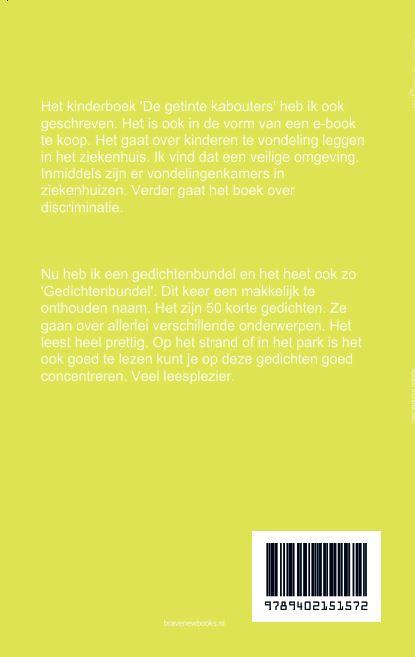 Achterkant van Gedichtenbundel