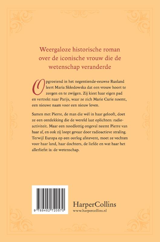 Achterkant van De liefdes van Marie Curie